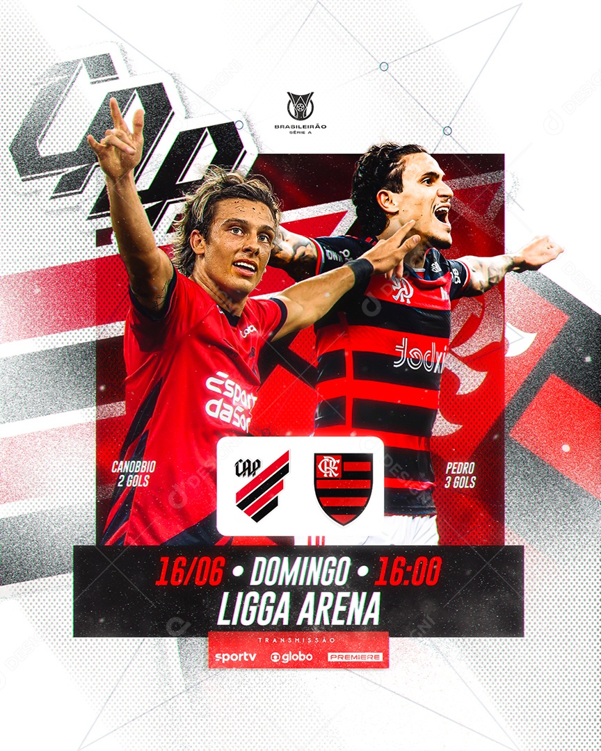 Futebol Athetico x Flamengo Social Media PSD Editável