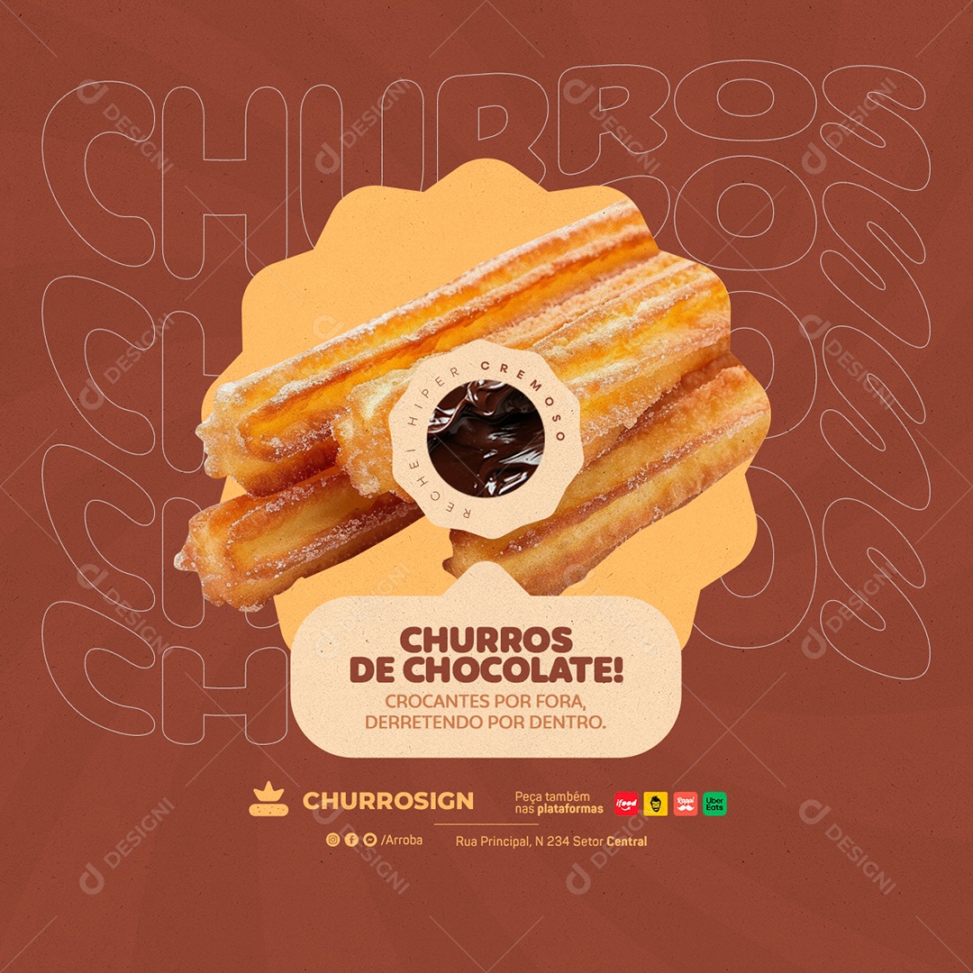 Churros de Chocolate Social Media PSD Editável