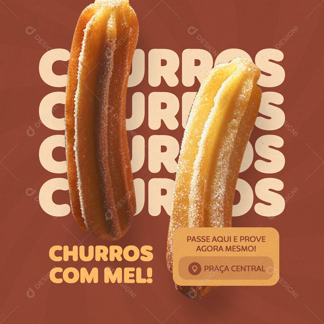 Churros com Mel Social Media PSD Editável