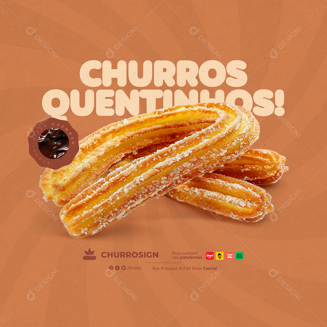 Churros Quentinhos Social Media PSD Editável