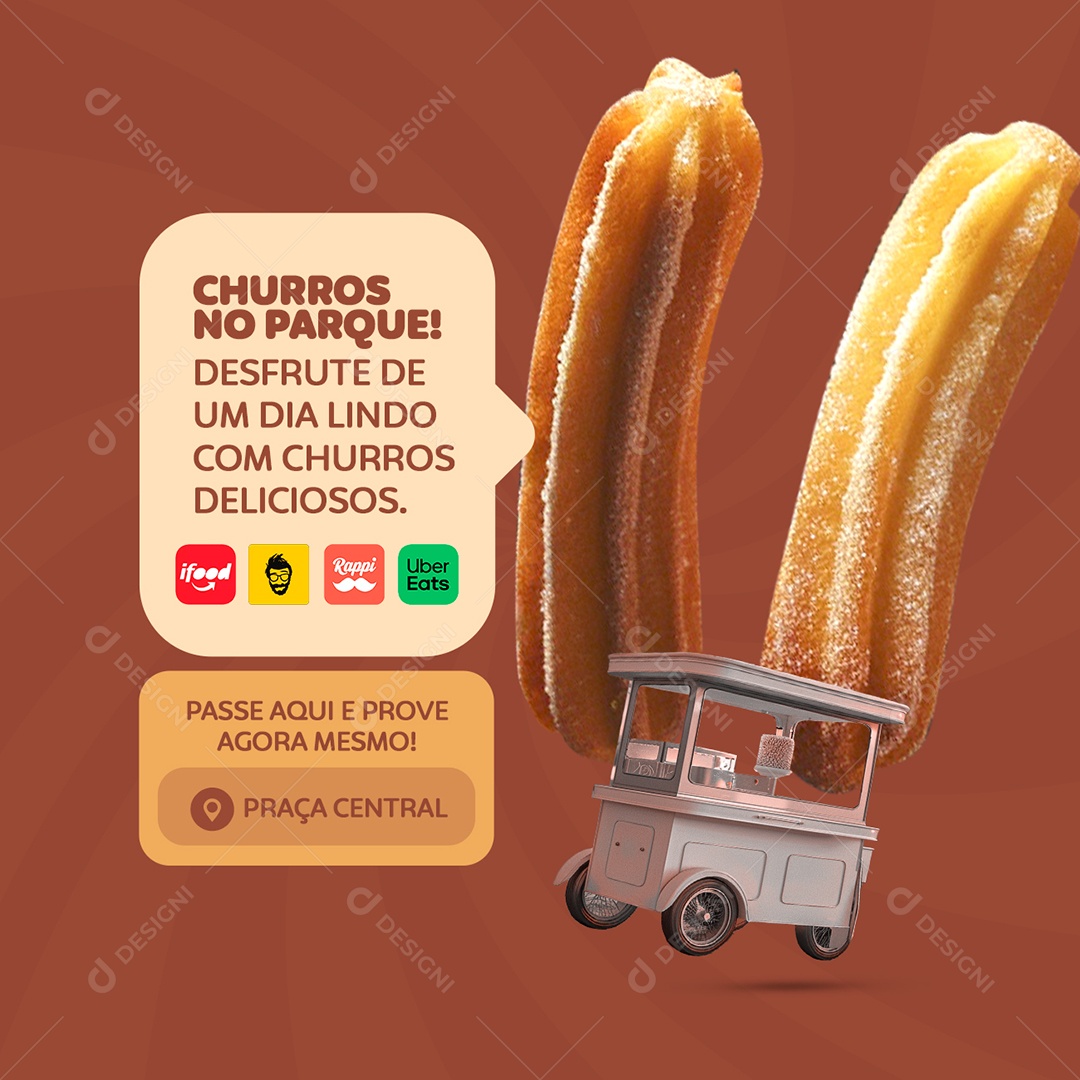 Churros no Parque Desfrute de um Dia Lindo Social Media PSD Editável