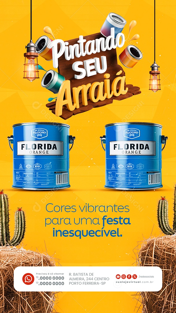 Story Pintando seu Arraiá Cores Vibrantes para uma Festa Inesquecível Social Media PSD Editável