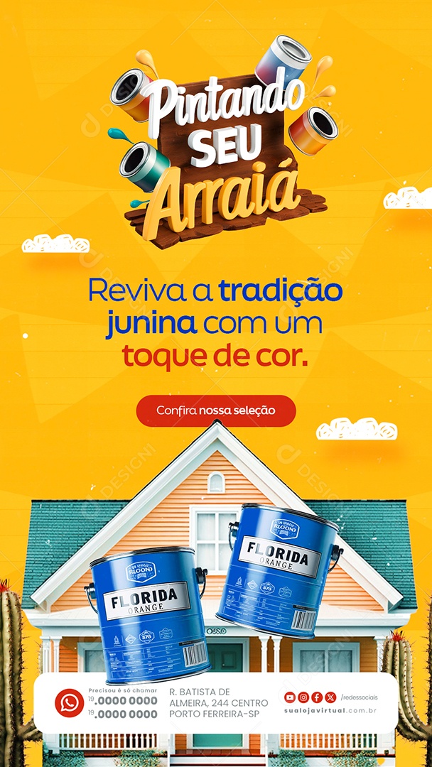 Story Pintando seu Arraiá Reviva a Tradição Junina com um Toque de Cor Social Media PSD Editável