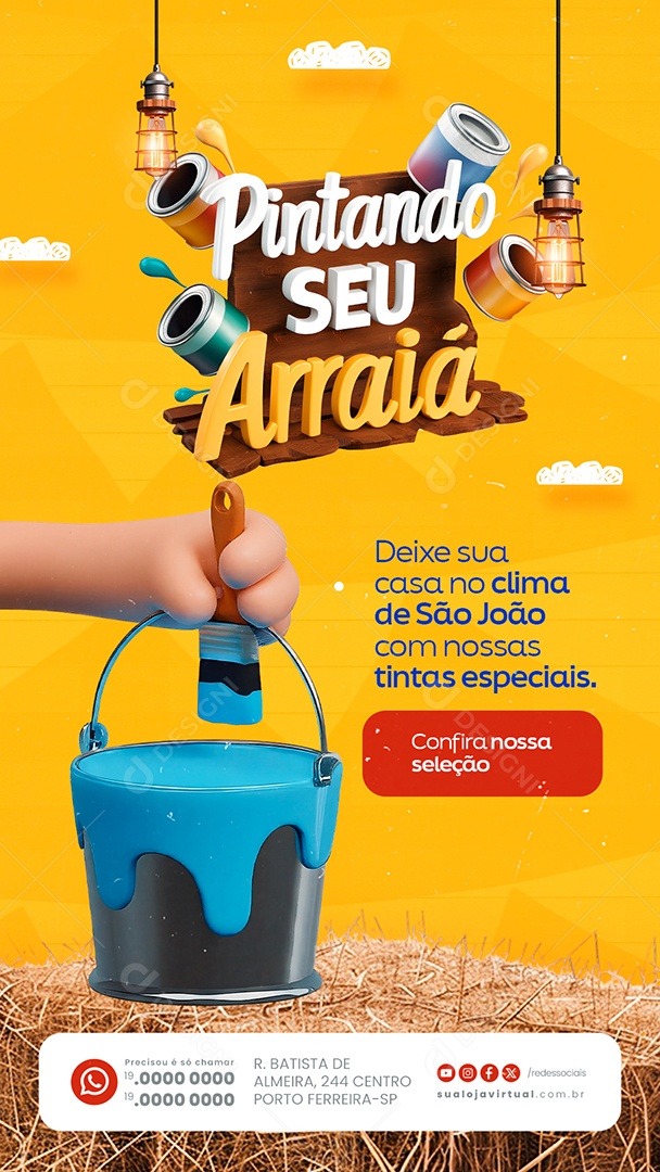 Story Pintando seu Arraiá Deixe sua Casa em Clima de São João Social Media PSD Editável