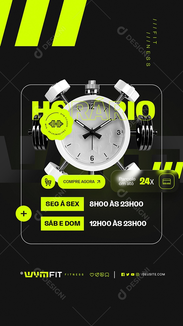 Story Fit Ness Horário Social Media PSD Editável