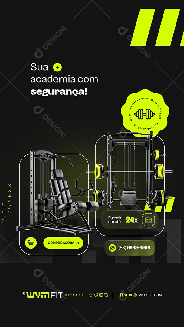 Story Sua Academia com Seguração Social Media PSD Editável