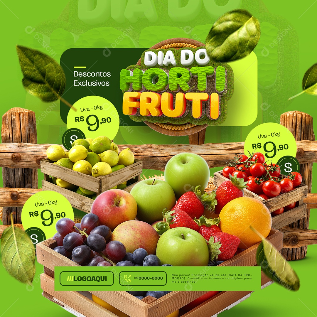 Dia do Hortifruti Desconto Exclusivos Social Media PSD Editável
