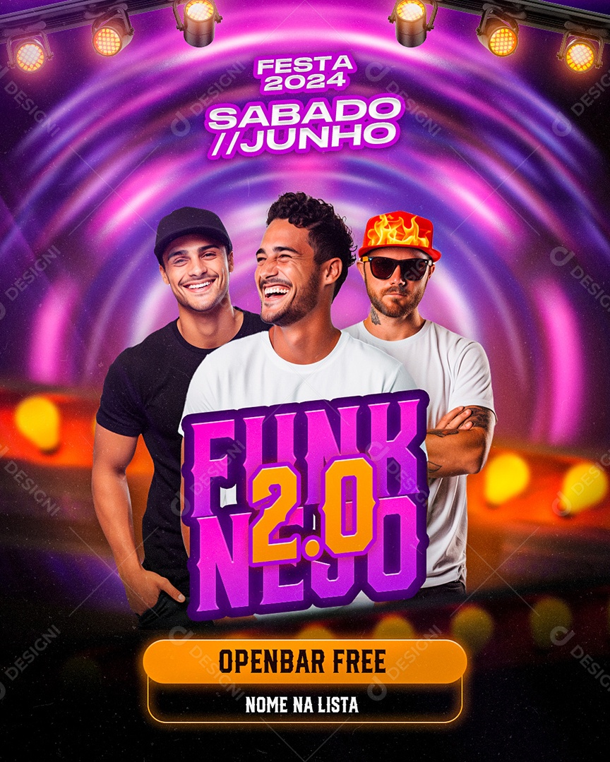 Flyer Funknejo 2.0 Artistas Social Media PSD Editável