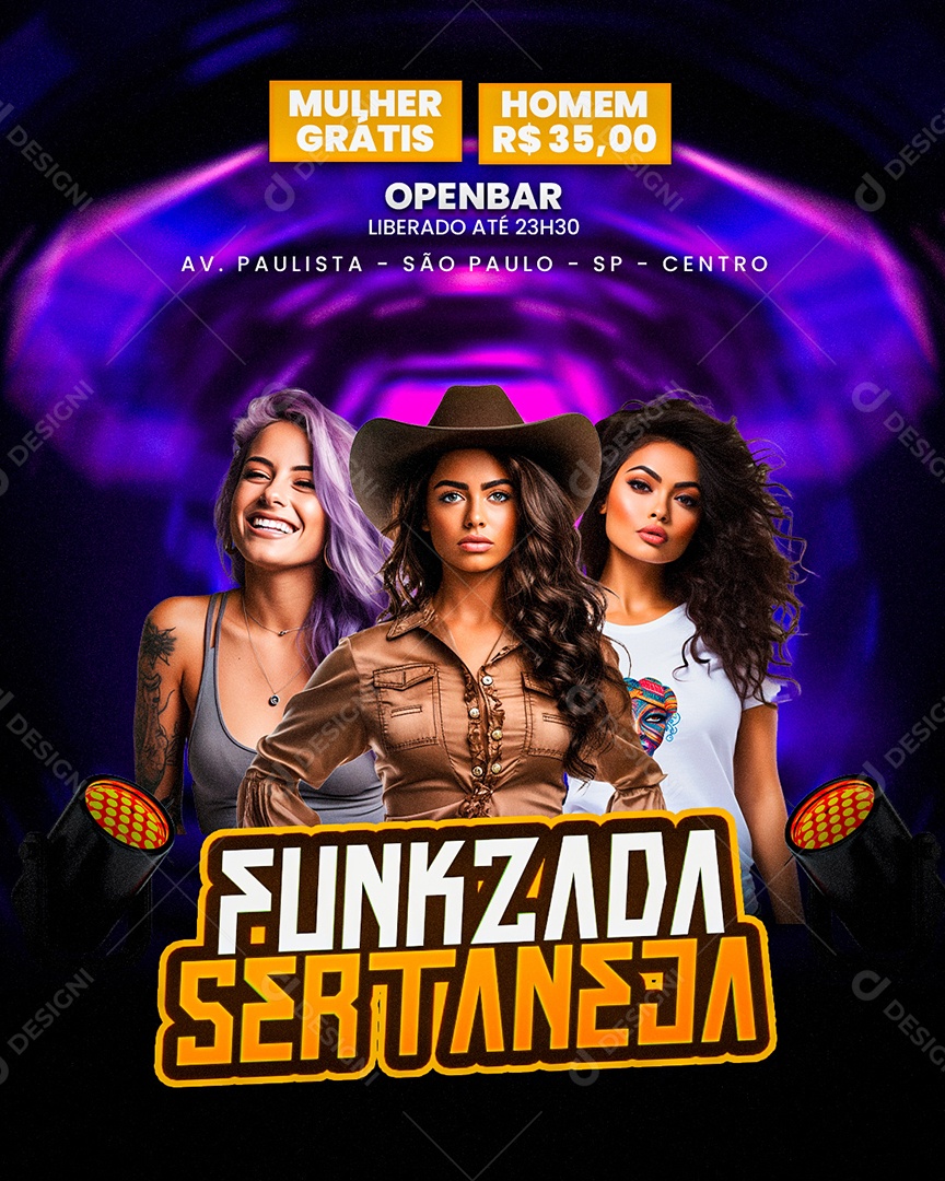Flyer Funkzada Sertaneja Artistas Social Media PSD Editável