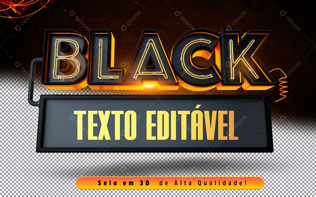 Black Friday Selo 3D para Composição PSD