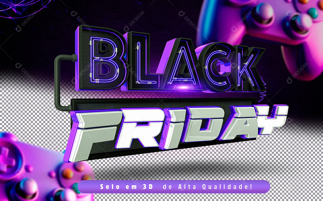 Black Friday Selo 3D para Composição PSD