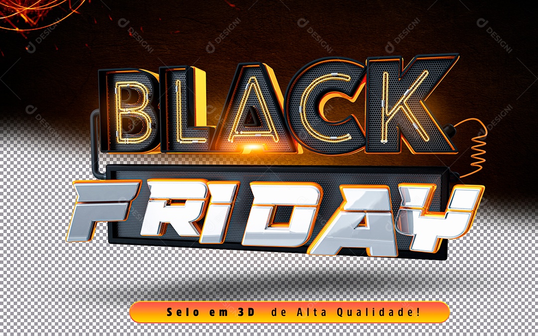 Black Friday Selo 3D para Composição PSD