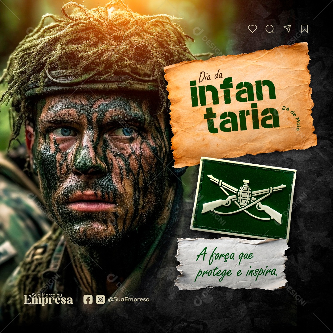 Dia da Infantaria 24 de Maio Social Media PSD Editável