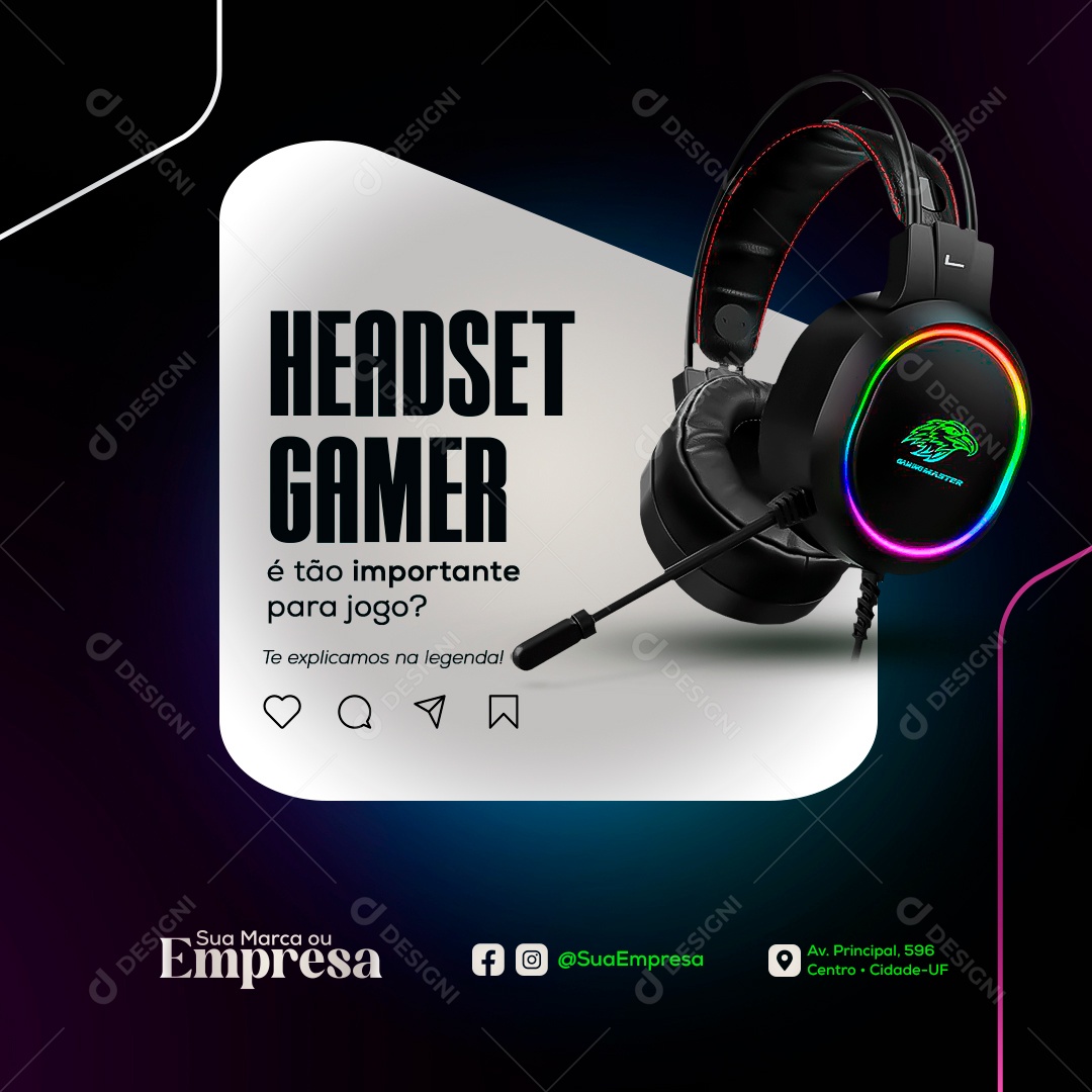 Headset Gamer Social Media PSD Editável