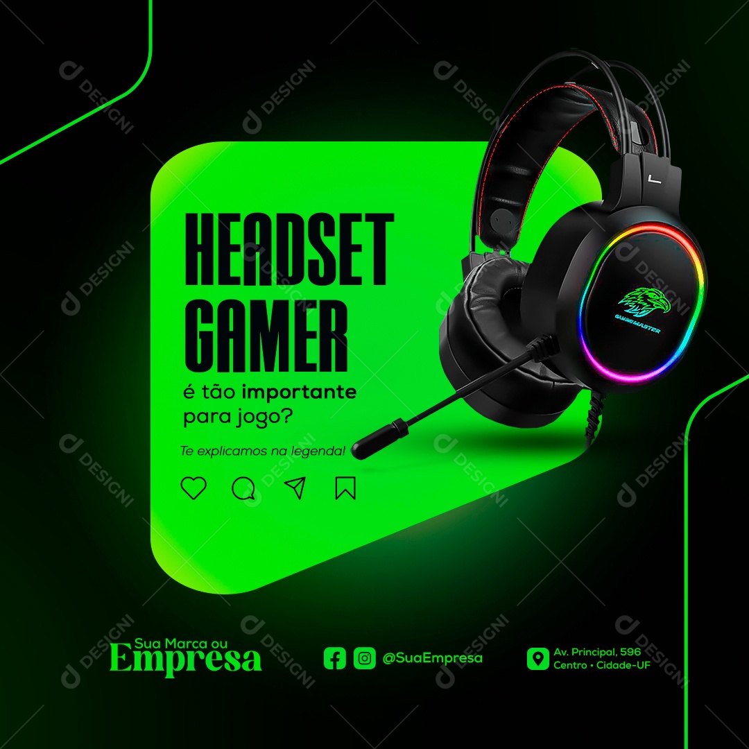 Lojas de Eletrônicos Headset Gamer Social Media PSD Editável