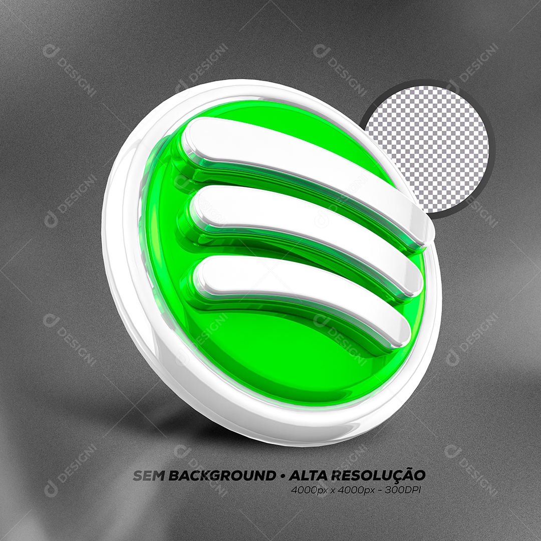 Logo 3D Spotify Para Composição PSD