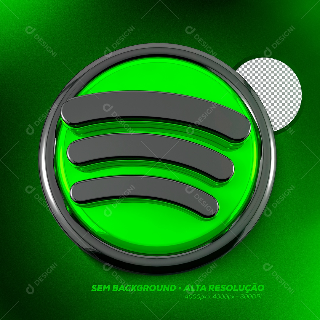 Logo 3D Spotify Para Composição PSD