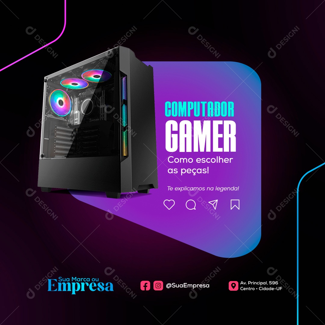 Lojas de Eletrônicos Pc Gamer Social Media PSD Editável