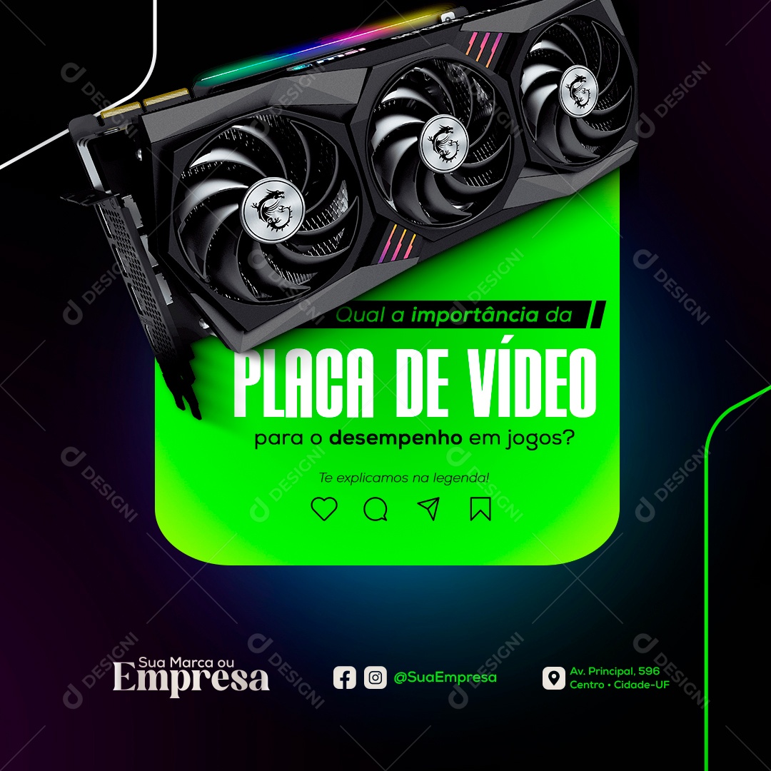 Lojas de Eletrônicos Placa de Vídeo Social Media PSD Editável