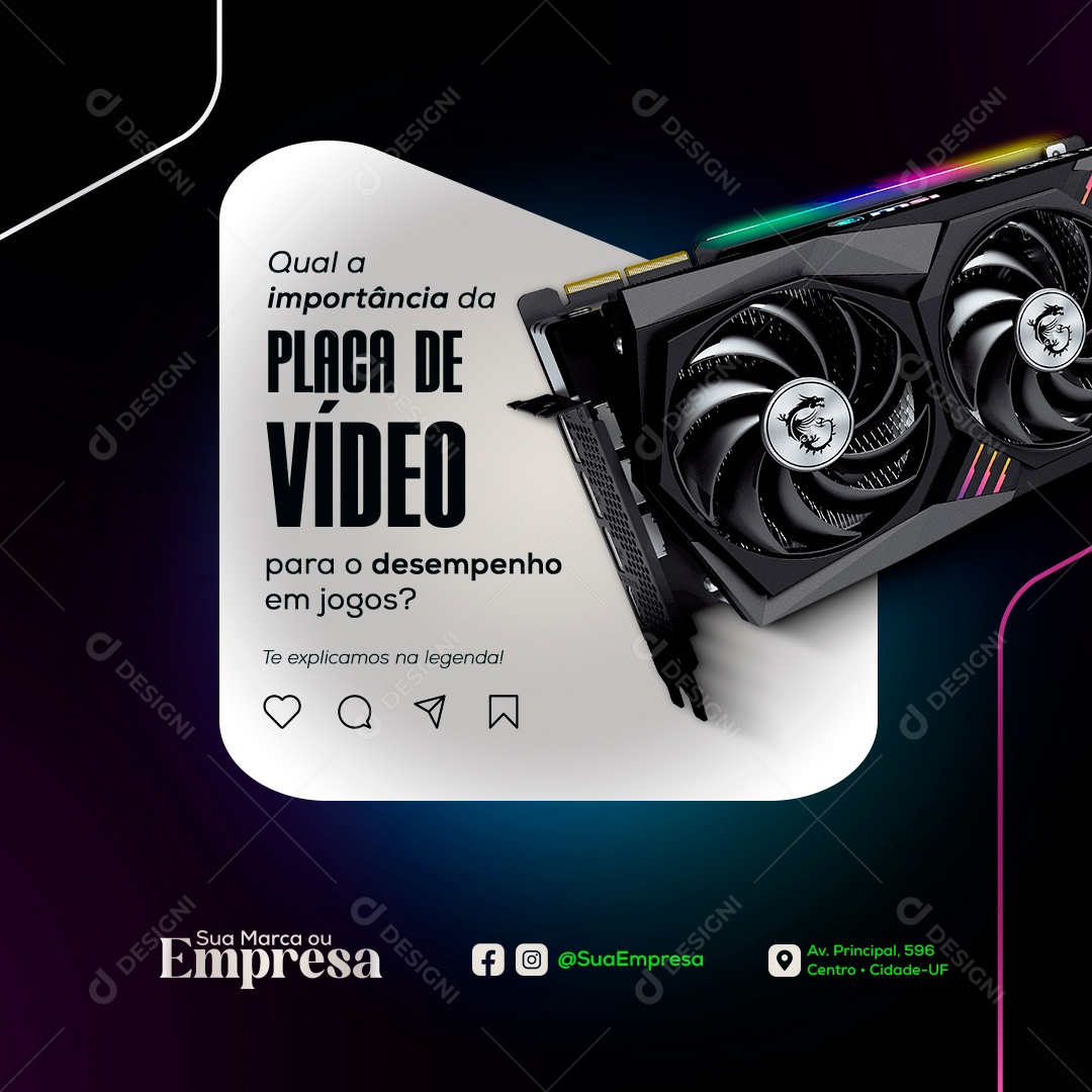 Lojas de Eletrônicos Placa de Vídeo Social Media PSD Editável