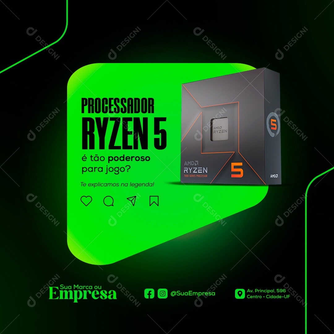 Lojas de Eletrônicos Ryzen 5 Social Media PSD Editável