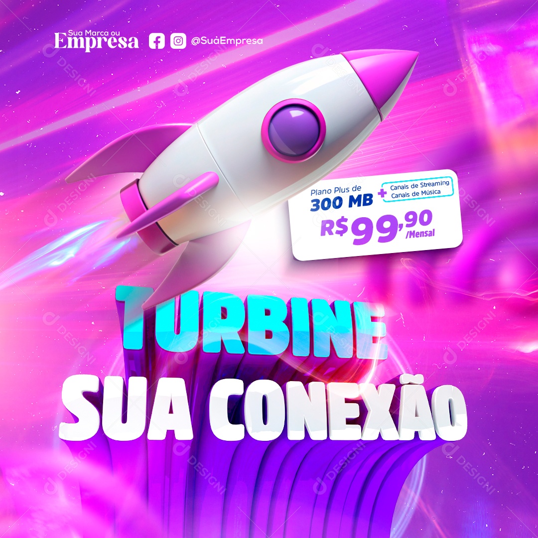 Provedor de internet Turbine sua Conexão Socail Media PSD Editável