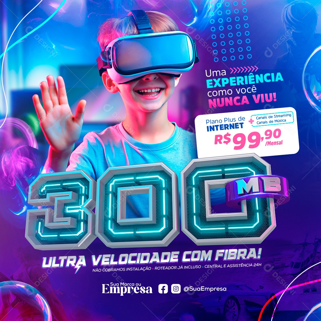 Provedor de internet Uma Experiencia Como Você Nunca Viu Social Media PSD Editável