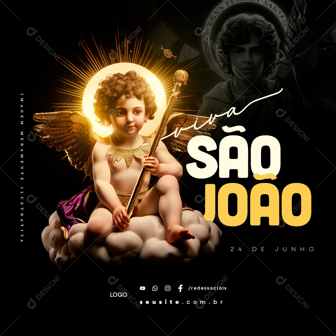 Dia de São João 24 de Junho Viva Social Media PSD Editável