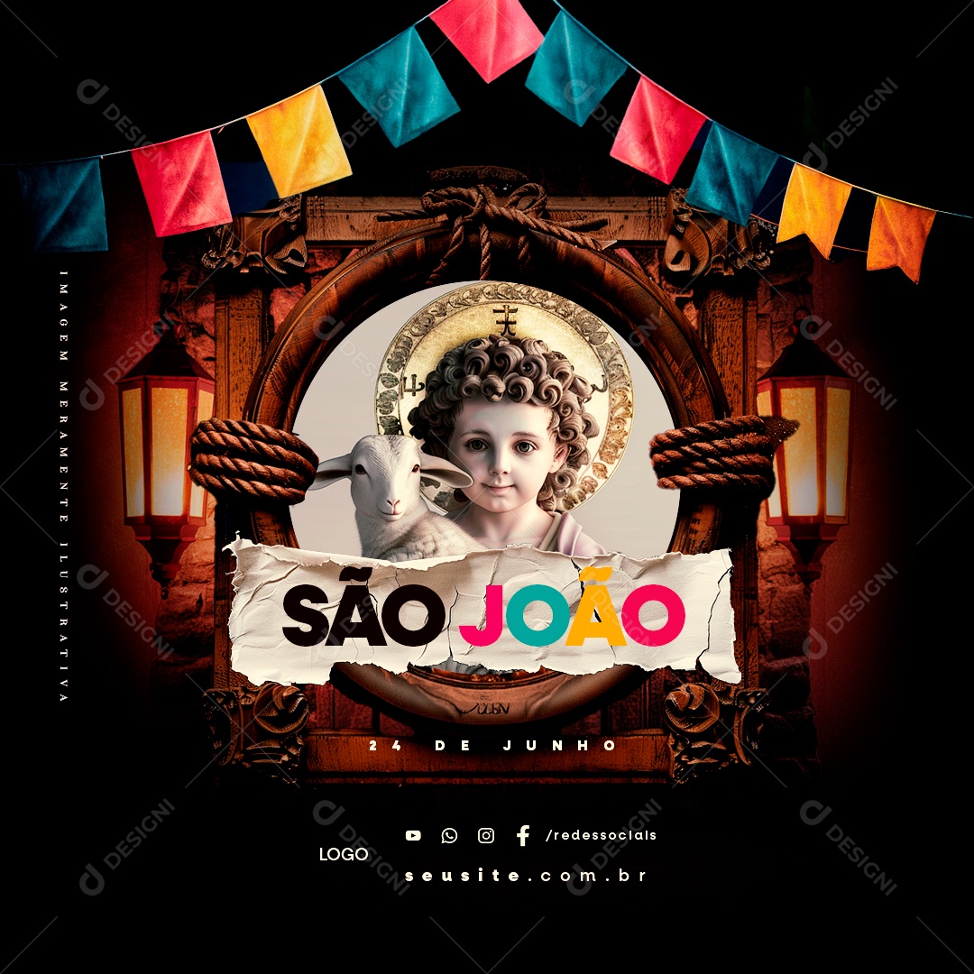 Dia de São João 24 de Junho Social Media PSD Editável