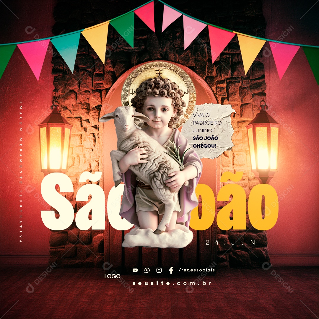 Dia de São João 24 de Junho Viva o Padroeiro Social Media PSD Editável