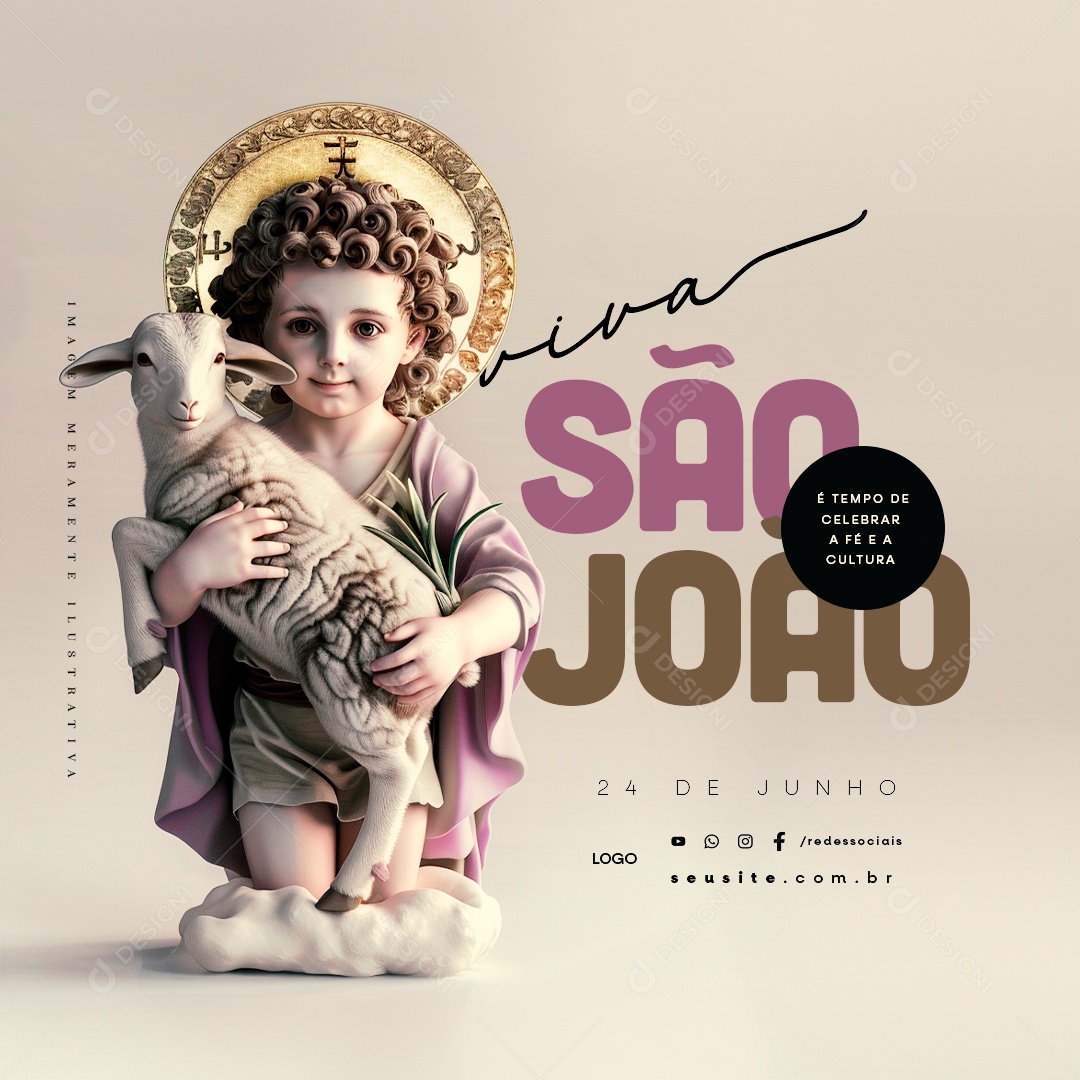 Dia de São João 24 de Junho é Tempo de Celebrar a Fé Social Media PSD Editável