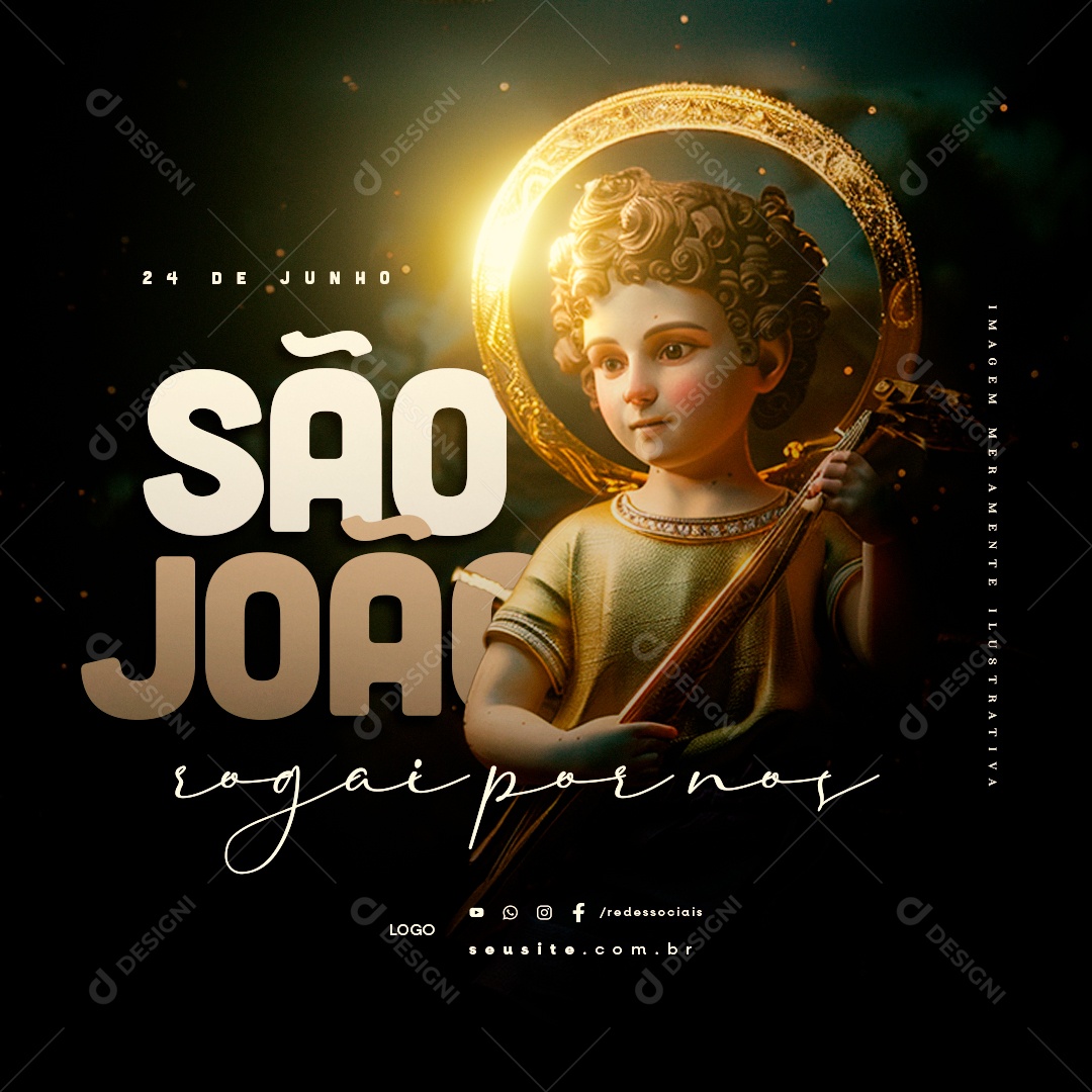 Dia de São João 24 de Junho Rogai Social Media PSD Editável