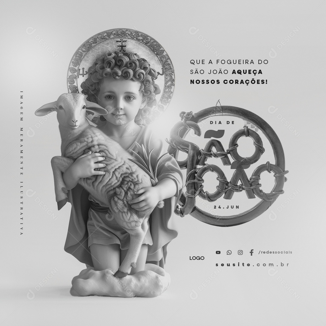 Dia de São João 24 de Junho que a Fogueira Aqueça nossos Corações Social Media PSD Editável