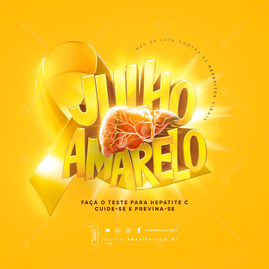 Julho Amarelo Faça o Teste para Hepatite C Social Media PSD Editável