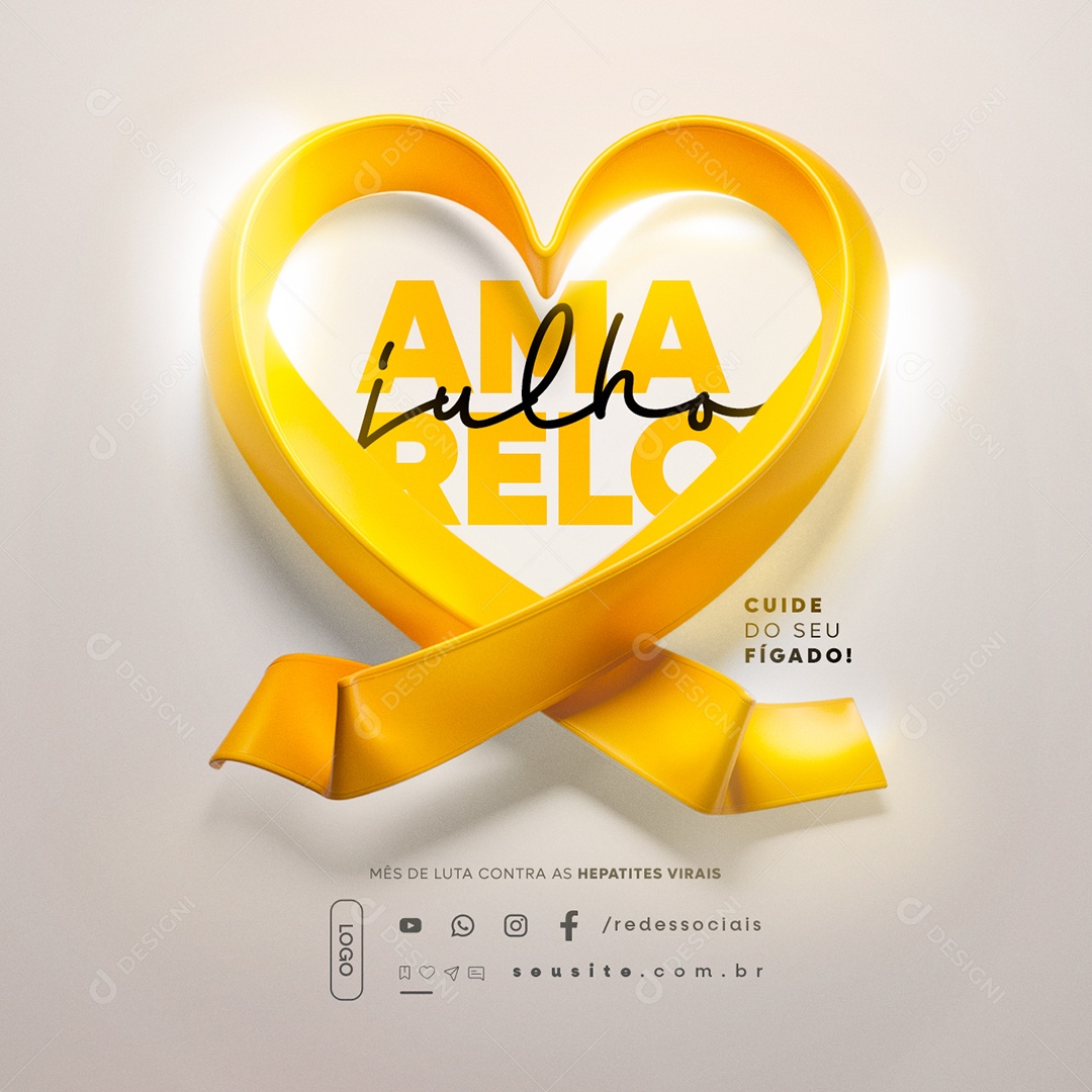 Julho Amarelo Cuide do seu Fígado Social Media PSD Editável