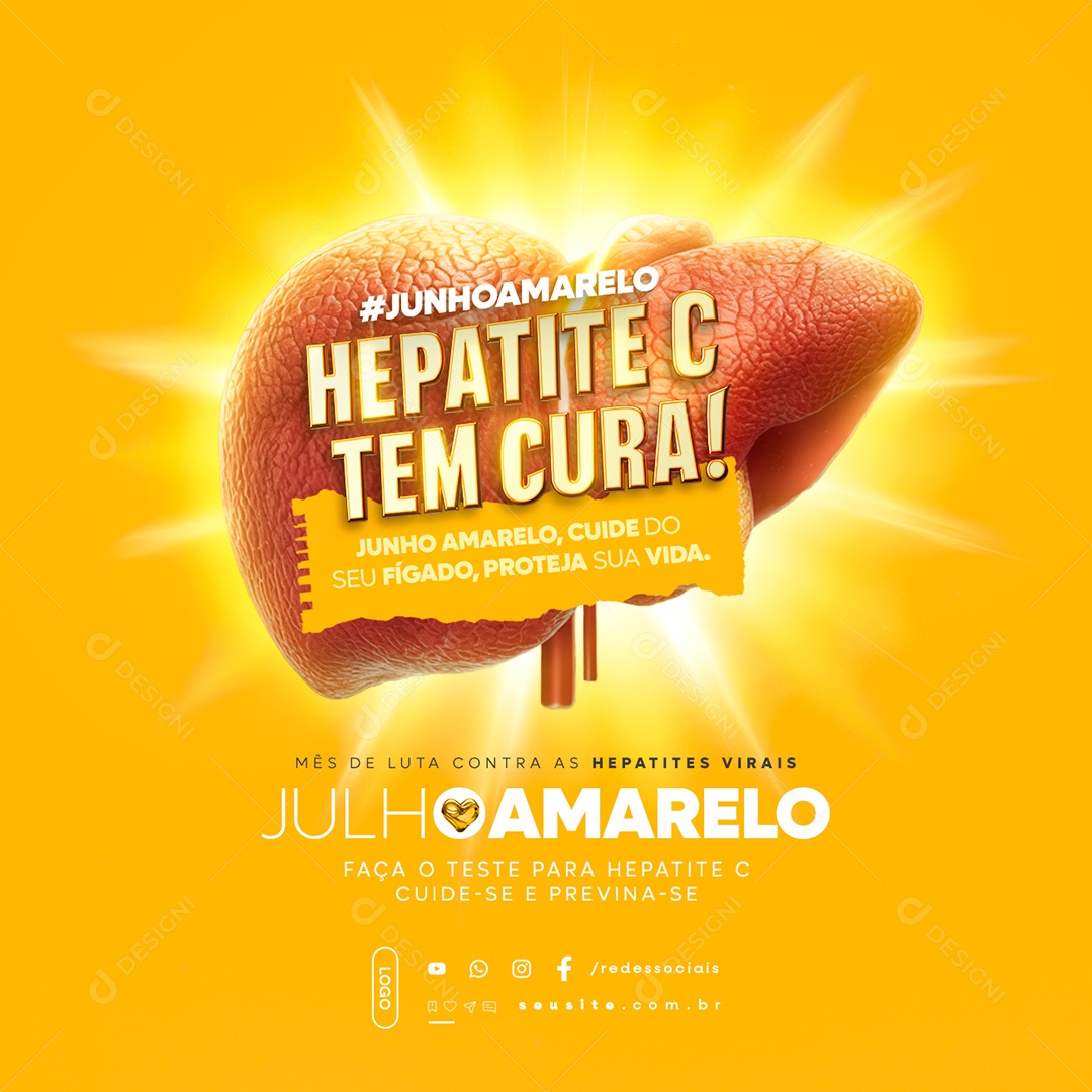 Julho Amarelo Hepatite C tem Cura Social Media PSD Editável
