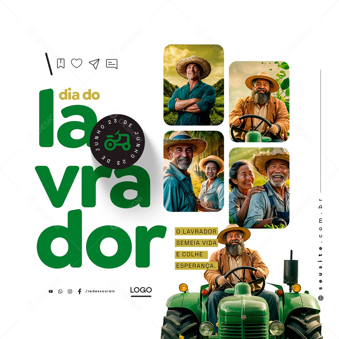 Dia Do Lavrador 23 De Junho Semeia Vida e Colhe Esperança Social Media PSD Editável