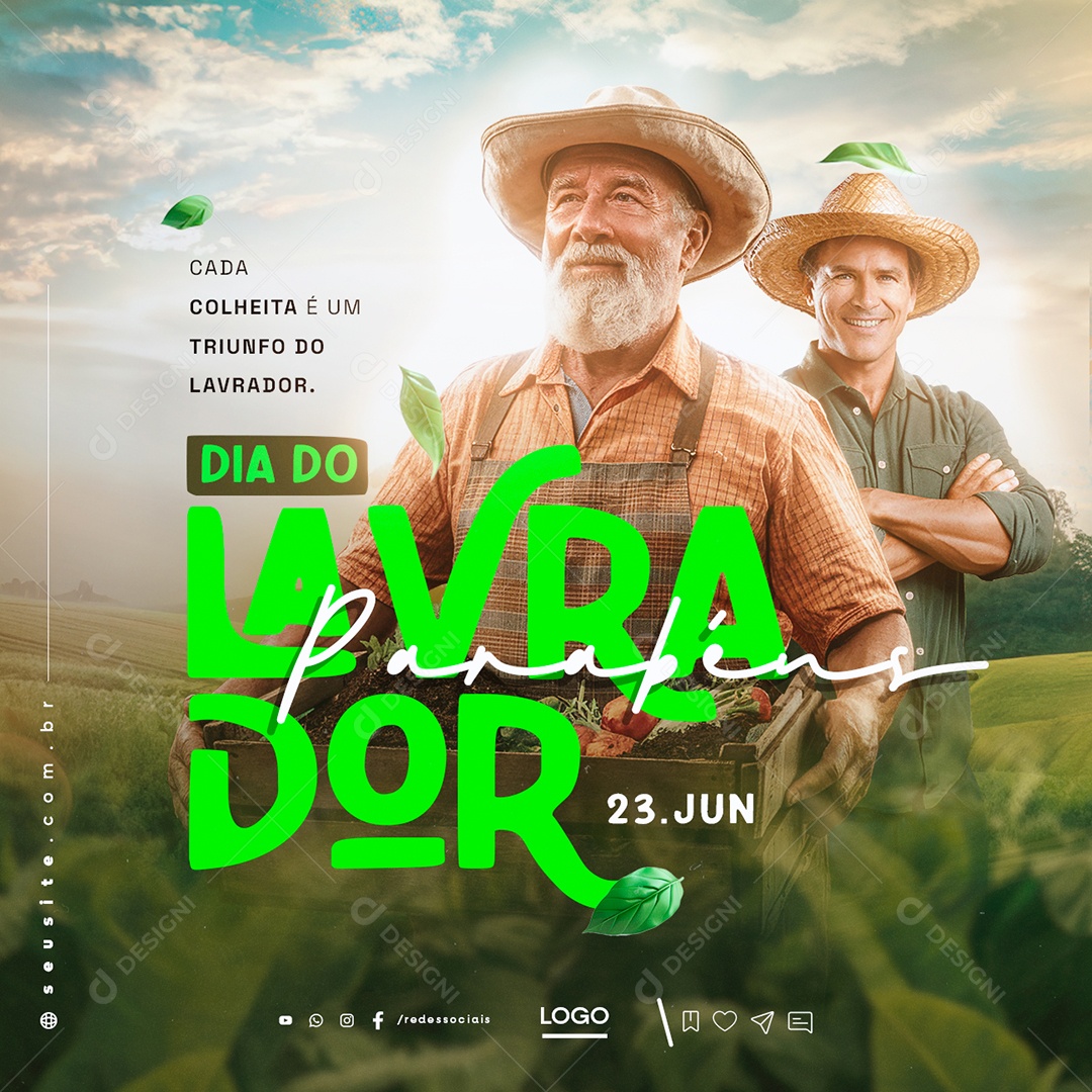 Dia Do Lavrador 23 De Junho Parabéns Social Media PSD Editável