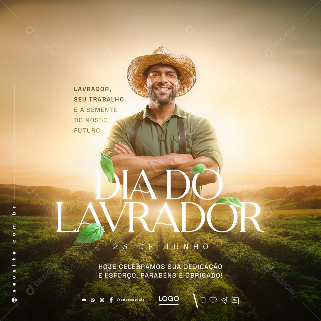 Dia Do Lavrador Seu Trabalho é a Semente do Nosso Futuro Social Media PSD Editável