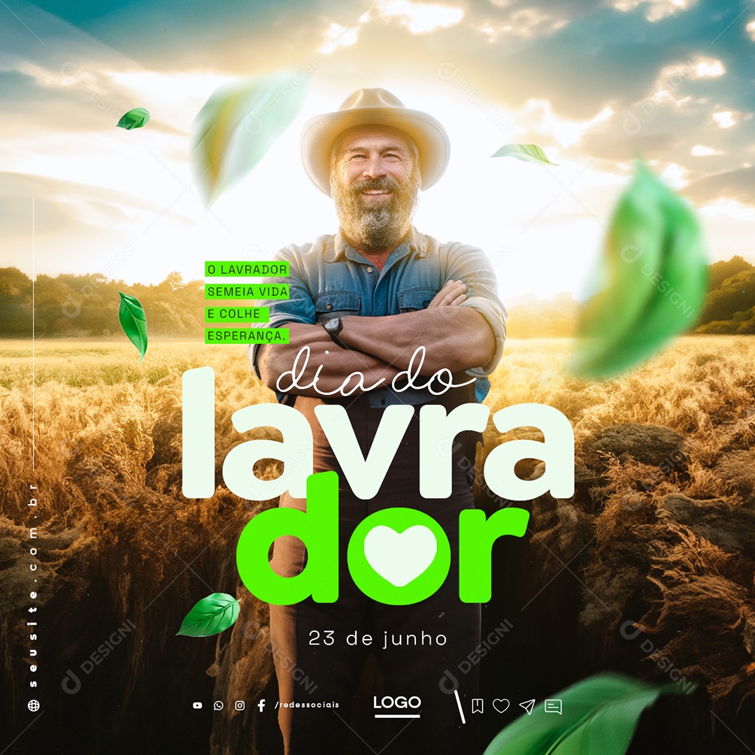 Dia Do Lavrador 23 De Junho Semeia Vida e Colhe Esperança Social Media PSD Editável