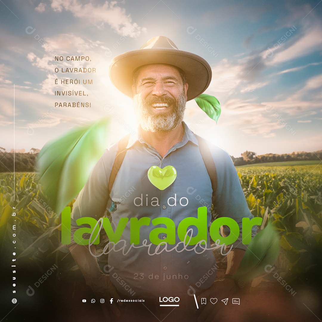 Dia Do Lavrador 23 De Junho é Herói um Invisível Parabéns Social Media PSD Editável