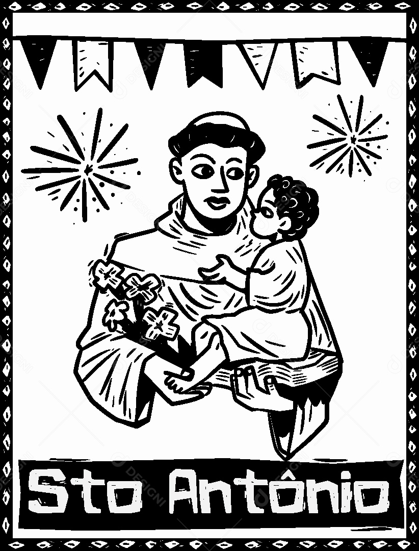 Santo Antanho Desenho de São João Vetor EPS