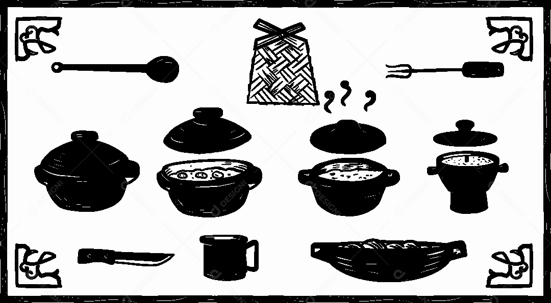 Ícones de Cozinha de São João Vetor EPS