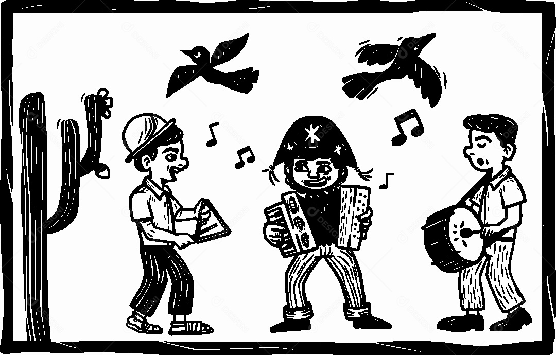 Desenho de Cordel de São João Forró Vetor EPS