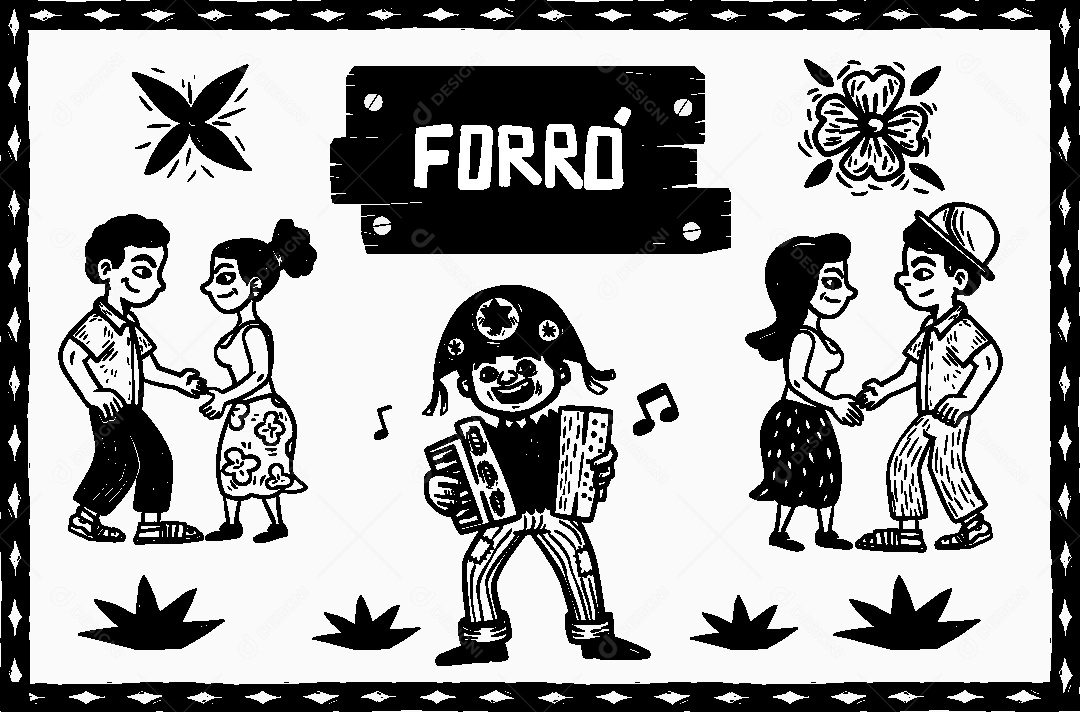 Desenho de Cordel de São João Forró Vetor EPS