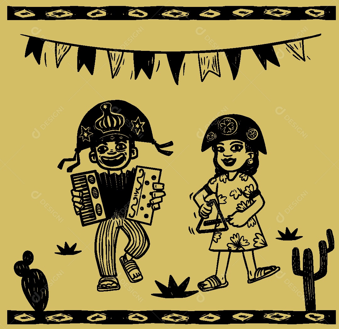 Desenho de Cordel de São João Forró Vetor EPS