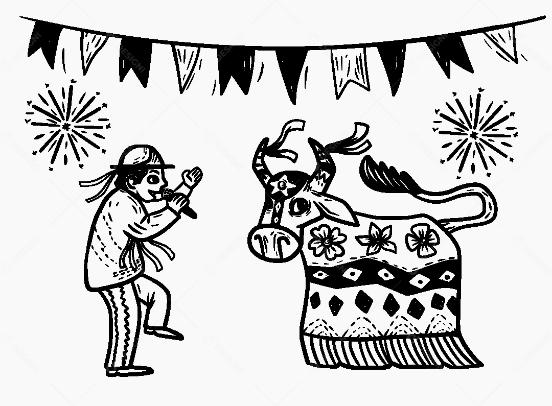 Desenho de Cordel de São João Forró Vetor EPS