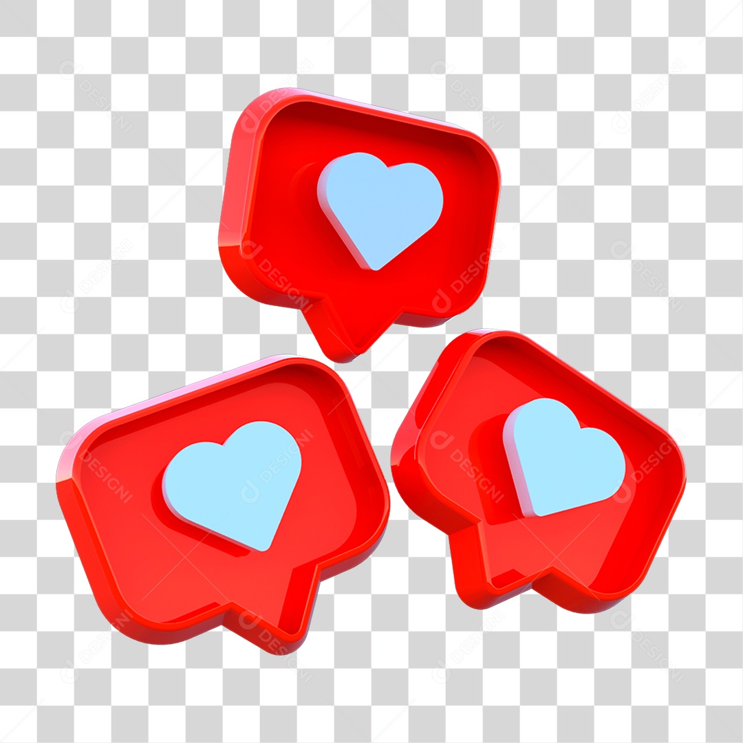 3D Ícone Like Instagram Vermelho Para Composição PNG
