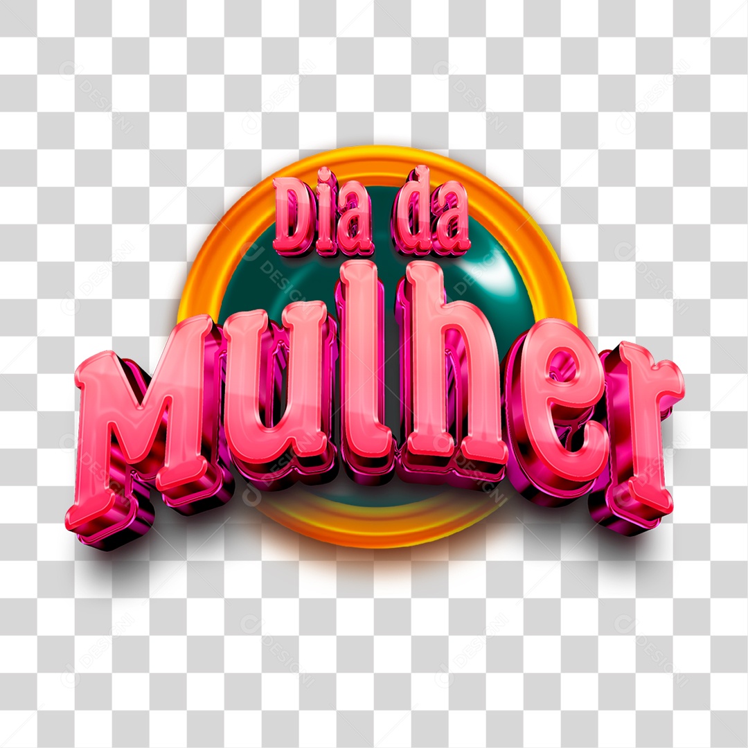 Dia da Mulher Selo 3D Para Composição PNG