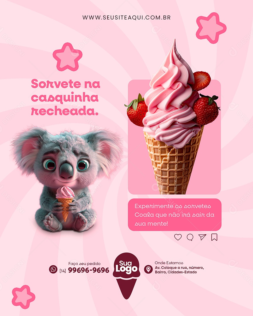 Sorveteria Social Media PSD Editável